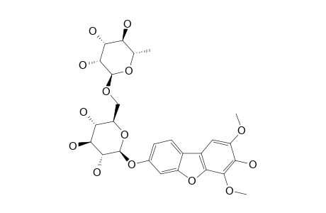 FORTUNEANOSIDE-H;2,4-DIMETHOXY-3-HYDROXY-DIBENZOFURAN-7-O-(ALPHA-L-RHAMNOPYRANOSYL)-(1->6)-BETA-D-GLUCOPYRANOSIDE