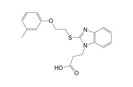 3-(2-{[2-(3-methylphenoxy)ethyl]sulfanyl}-1H-benzimidazol-1-yl)propanoic acid