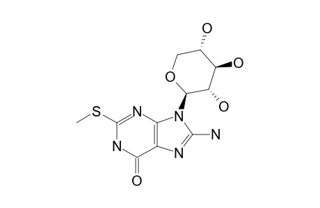 8-Amino-9-.beta.-D-xylopyranosyl-2-(methylthio)purin-6-(1H)-one