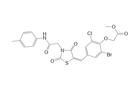 methyl [2-bromo-6-chloro-4-((E)-{2,4-dioxo-3-[2-oxo-2-(4-toluidino)ethyl]-1,3-thiazolidin-5-ylidene}methyl)phenoxy]acetate