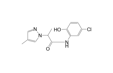 N-(5-chloro-2-hydroxyphenyl)-2-(4-methyl-1H-pyrazol-1-yl)propanamide