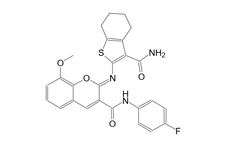 (2Z)-2-{[3-(aminocarbonyl)-4,5,6,7-tetrahydro-1-benzothien-2-yl]imino}-N-(4-fluorophenyl)-8-methoxy-2H-chromene-3-carboxamide