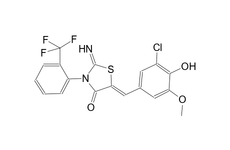 (5Z)-5-(3-chloro-4-hydroxy-5-methoxybenzylidene)-2-imino-3-[2-(trifluoromethyl)phenyl]-1,3-thiazolidin-4-one
