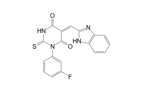 (5Z)-5-(1H-benzimidazol-2-ylmethylene)-1-(3-fluorophenyl)-2-thioxo-hexahydropyrimidine-4,6-dione