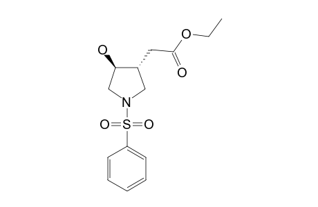 (3R*,4S*)-1-PHENYLSULFONYL-4-(ETHOXYCARBONYLMETHYL)-PYRROLIDIN-3-OL