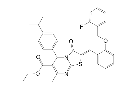 (2Z)-2-[2-(2-fluorobenzyl)oxybenzylidene]-3-keto-7-methyl-5-p-cumenyl-5H-thiazolo[3,2-a]pyrimidine-6-carboxylic acid ethyl ester