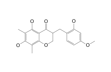 (+/-)-5,7-DIHYDROXY-6,8-DIMETHYL-3-(2'-HYDROXY-4'-METHOXYBENZYL)-CHROMAN-4-ONE