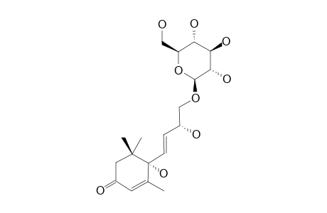 CUCUMEGASTIGMANE-II;(6-S,7-E,9-S)-6,9,10-TRIHYDROXY-4,7-MEGASTIGMADIEN-3-ONE-10-O-BETA-D-GLUCOPYRANOSIDE