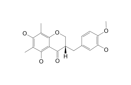 5,7-DIHYDROXY-6,8-DIMETHYL-3-(S)-(3'-HYDROXY-4'-METHOXYBENZYL)-CHROMAN-4-ONE;MINOR_ISOMER