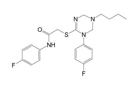 2-{[5-butyl-1-(4-fluorophenyl)-1,4,5,6-tetrahydro-1,3,5-triazin-2-yl]sulfanyl}-N-(4-fluorophenyl)acetamide