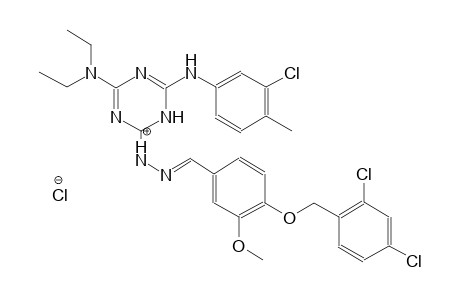 (1E,2E)-1-(6-((3-chloro-4-methylphenyl)amino)-4-(diethylamino)-1,3,5-triazin-2(1H)-ylidene)-2-(4-((2,4-dichlorobenzyl)oxy)-3-methoxybenzylidene)hydrazin-1-ium chloride