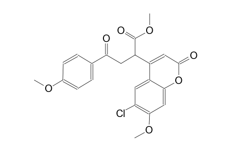 2H-1-benzopyran-4-acetic acid, 6-chloro-7-methoxy-alpha-[2-(4-methoxyphenyl)-2-oxoethyl]-2-oxo-, methyl ester