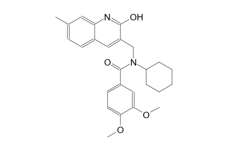 N-cyclohexyl-N-[(2-hydroxy-7-methyl-3-quinolinyl)methyl]-3,4-dimethoxybenzamide