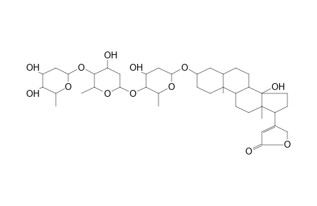 Card-20(22)-enolide, 3-[(O-2,6-dideoxy-.beta.-D-ribo-hexopyranosyl-(1.fwdarw.4)-O-2,6-dideoxy-.beta.-D-ribo-hexopyranosyl-(1.fwdarw.4)-2,6-dideoxy-.beta.-D-ribo-hexopyranosyl)oxy]-14-hydroxy-, (3.beta.,5.beta.)-