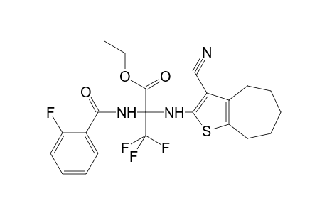 Ethyl 2-({3-cyano-4H,5H,6H,7H,8H-cyclohepta[b]thiophen-2-yl}amino)-3,3,3-trifluoro-2-[(2-fluorophenyl)formamido]propanoate