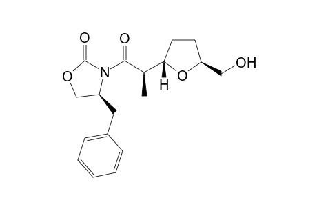 4-Benzyl-3-[(2' R)-2'-((2S,5S)-5"-hydroxymethyl-tetrahydro-2''-furanyl])-propanoyl]-1,3-oxazolidin-2-one