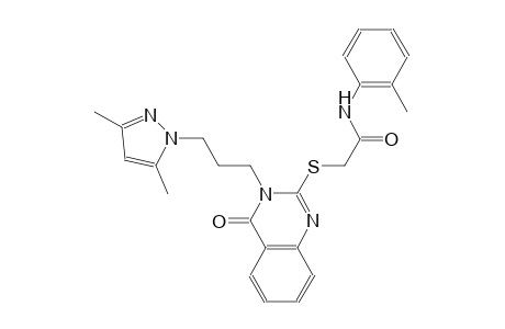 2-({3-[3-(3,5-dimethyl-1H-pyrazol-1-yl)propyl]-4-oxo-3,4-dihydro-2-quinazolinyl}sulfanyl)-N-(2-methylphenyl)acetamide