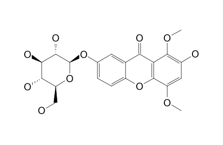 PRUNIFLOROSIDE-A;2-HYDROXY-1,4-DIMETHOXY-7-O-BETA-D-GLUCOPYRANOSYL-XANTHONE