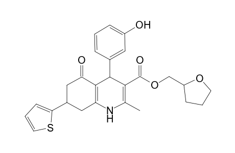 4-(3-hydroxyphenyl)-2-methyl-5-oxo-7-thiophen-2-yl-4,6,7,8-tetrahydro-1H-quinoline-3-carboxylic acid 2-oxolanylmethyl ester