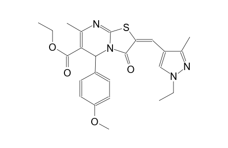 ethyl (2E)-2-[(1-ethyl-3-methyl-1H-pyrazol-4-yl)methylene]-5-(4-methoxyphenyl)-7-methyl-3-oxo-2,3-dihydro-5H-[1,3]thiazolo[3,2-a]pyrimidine-6-carboxylate