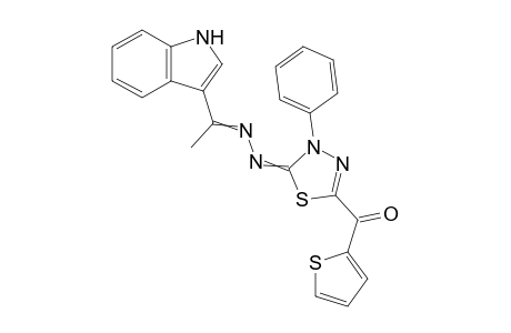 (5-((1-(1H-Indol-3-yl)ethylidene)hydrazono)-4-phenyl-4,5-dihydro-1,3,4-thiadiazol-2-yl)(thiophen-2-yl)methanone