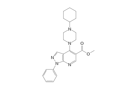 4-(4-cyclohexyl-1-piperazinyl)-1-phenyl-5-pyrazolo[3,4-b]pyridinecarboxylic acid methyl ester