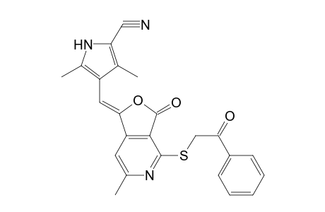 3,5-Dimethyl-4-[(Z)-(6-methyl-3-oxidanylidene-4-phenacylsulfanyl-furo[3,4-c]pyridin-1-ylidene)methyl]-1H-pyrrole-2-carbonitrile