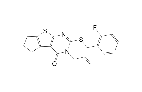4H-cyclopenta[4,5]thieno[2,3-d]pyrimidin-4-one, 2-[[(2-fluorophenyl)methyl]thio]-3,5,6,7-tetrahydro-3-(2-propenyl)-