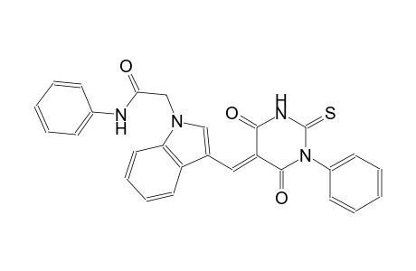 2-{3-[(E)-(4,6-dioxo-1-phenyl-2-thioxotetrahydro-5(2H)-pyrimidinylidene)methyl]-1H-indol-1-yl}-N-phenylacetamide