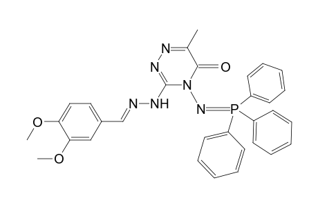 Benzaldehyde, 3,4-dimethoxy-, [4,5-dihydro-6-methyl-5-oxo-4-[(triphenylphosphoranylidene)amino]-1,2,4-triazin-3-yl]hydrazone