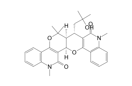 8H,15H-Quino[3'',4'':5',6']pyrano[2',3':4,5]pyrano[3,2-c]quinoline-8, 15-dione, 6,6a,7,9,14a,16-hexahydro-7-(2-hydroxy-2-methylpropyl)-6,6,9,16-tetra methyl-, (6a.alpha.,7.alpha.,14a.alpha.)-(.+-.)-