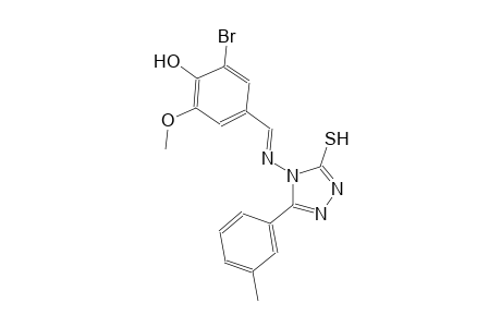 2-bromo-6-methoxy-4-((E)-{[3-(3-methylphenyl)-5-sulfanyl-4H-1,2,4-triazol-4-yl]imino}methyl)phenol