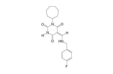 (5E)-1-cycloheptyl-5-{[(4-fluorobenzyl)amino]methylene}-2,4,6(1H,3H,5H)-pyrimidinetrione