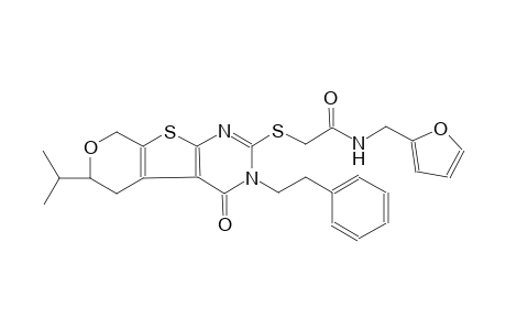 N-(2-furylmethyl)-2-{[6-isopropyl-4-oxo-3-(2-phenylethyl)-3,5,6,8-tetrahydro-4H-pyrano[4',3':4,5]thieno[2,3-d]pyrimidin-2-yl]sulfanyl}acetamide