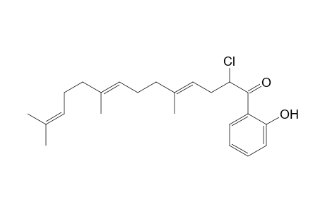 4,8,12-Tetradecatrien-1-one, 2-chloro-1-(2-hydroxyphenyl)-5,9,13-trimethyl-, (E,E)-