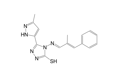 4-{[(E,2E)-2-methyl-3-phenyl-2-propenylidene]amino}-5-(3-methyl-1H-pyrazol-5-yl)-4H-1,2,4-triazole-3-thiol