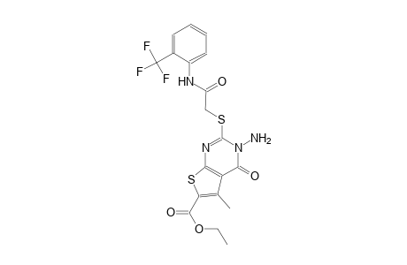 thieno[2,3-d]pyrimidine-6-carboxylic acid, 3-amino-3,4-dihydro-5-methyl-4-oxo-2-[[2-oxo-2-[[2-(trifluoromethyl)phenyl]amino]ethyl]thio]-, ethyl