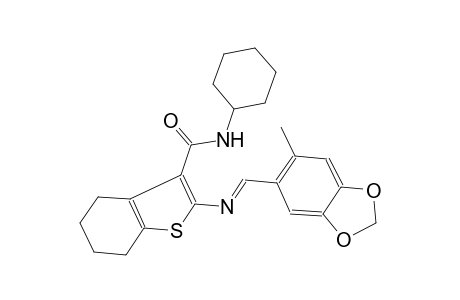 N-cyclohexyl-2-{[(E)-(6-methyl-1,3-benzodioxol-5-yl)methylidene]amino}-4,5,6,7-tetrahydro-1-benzothiophene-3-carboxamide