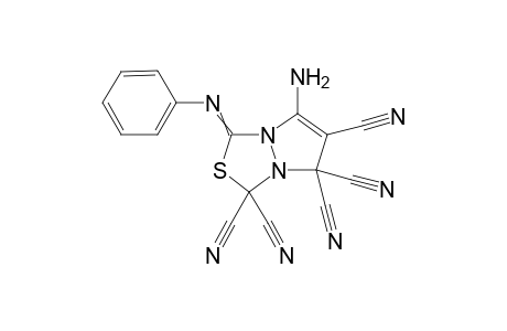 7-Amino-1-phenyliminopyrazolo[1,2-c]-1,3,4-thiadiazole-3,3,5,5,6-pentacarbonitrile