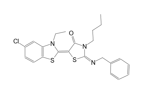 (2E,5Z)-3-butyl-5-(5-chloro-3-ethyl-1,3-benzothiazol-2(3H)-ylidene)-2-{[(E)-phenylmethyl]imino}-1,3-thiazolidin-4-one