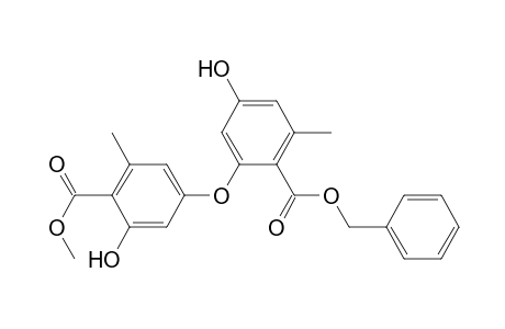 Benzoic acid, 4-hydroxy-2-[3-hydroxy-4-(methoxycarbonyl)-5-methylphenoxy]-6-methyl-, phenylmethyl ester