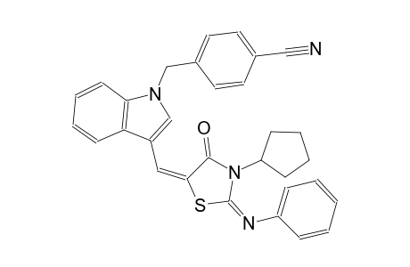 4-[(3-{(E)-[(2E)-3-cyclopentyl-4-oxo-2-(phenylimino)-1,3-thiazolidin-5-ylidene]methyl}-1H-indol-1-yl)methyl]benzonitrile
