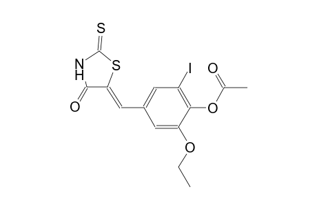 2-ethoxy-6-iodo-4-[(Z)-(4-oxo-2-thioxo-1,3-thiazolidin-5-ylidene)methyl]phenyl acetate