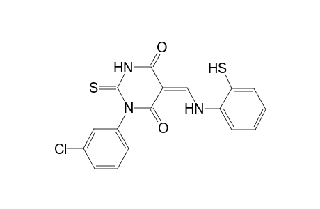 (5Z)-1-(3-chlorophenyl)-2-sulfanylidene-5-[[(2-sulfanylphenyl)amino]methylidene]-1,3-diazinane-4,6-dione