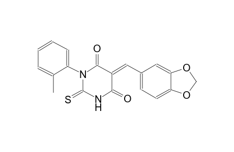 (5E)-5-(1,3-benzodioxol-5-ylmethylene)-1-(2-methylphenyl)-2-thioxodihydro-4,6(1H,5H)-pyrimidinedione