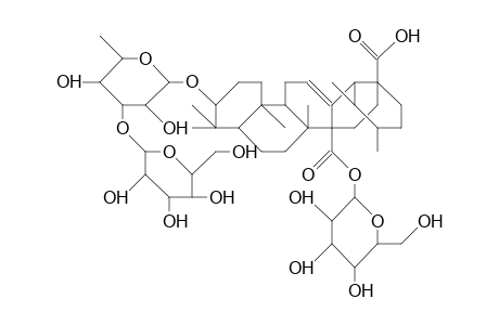 Quinovic-acid-3.beta.-O-[.beta.-D-glucopyranosyl-(1->3).beta.-D-fucopyranosyl]-(27->1).beta.-D-glucopyranosyl-ester