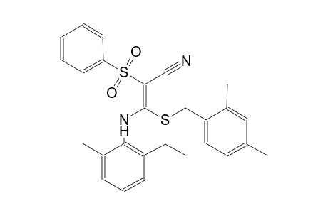 2-propenenitrile, 3-[[(2,4-dimethylphenyl)methyl]thio]-3-[(2-ethyl-6-methylphenyl)amino]-2-(phenylsulfonyl)-, (2E)-
