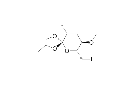 2H-Pyran, 2-ethoxytetrahydro-6-(iodomethyl)-2,5-dimethoxy-3-methyl-, [2S-(2.alpha.,3.alpha.,5.beta.,6.alpha.)]-