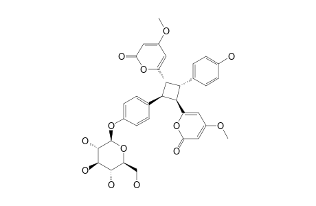 ACHYRODIMER-B;8-(12-BETA-D-GLUCOPYRANOSYLPHENYL)-8'-(12'-HYDROXYPHENYL)-7,7'-DI-[6-(4-METHOXY-2-PYRONYL)]-CYClOBUTANE
