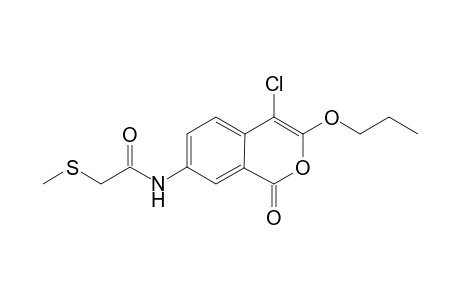 N-(4-chloranyl-1-oxidanylidene-3-propoxy-isochromen-7-yl)-2-methylsulfanyl-ethanamide